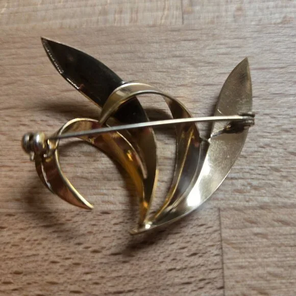Rolled Gold 10/000 Multi-Leaf Brooch Germany - Picture 2 of 5